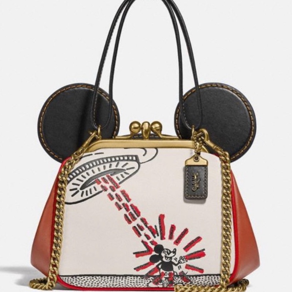 NWT COACH X Disney Mickey Mouse Keith Haring Kisslock Bag